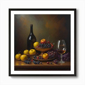 Fruit And Wine Art Print