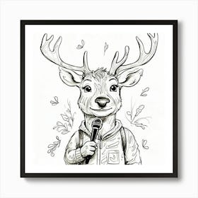 Deer With Microphone 7 Art Print