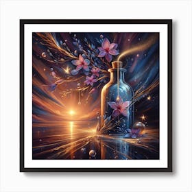 Bottle Of Flowers Art Print