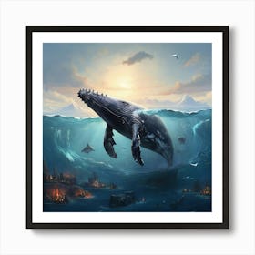 Whale In The Sea Art Print