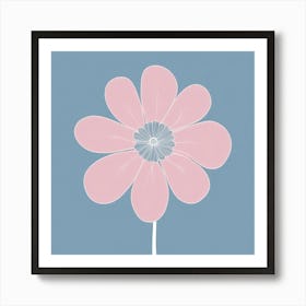 A White And Pink Flower In Minimalist Style Square Composition 407 Art Print