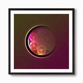Geometric Neon Glyph on Jewel Tone Triangle Pattern 232 Art Print