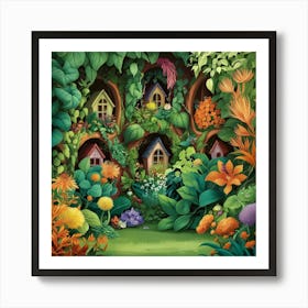 Fairy Houses In The Garden Art Print