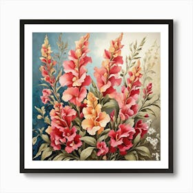 Flower Motif Painting Snapdragon Art Print 2 Art Print