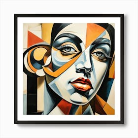 Picasso Style Portrait with Bold Geometric Shapes Art Print