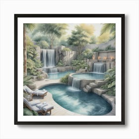 Waterfall Pool art Art Print