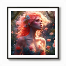 Girl In A Forest Art Print