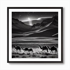 Camels In The Desert 5 Art Print