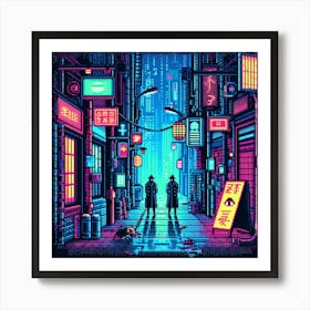 8-bit cyberpunk alleyway 1 Art Print