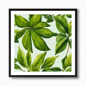 Seamless Pattern Of Green Leaves Art Print