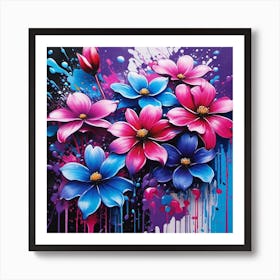 Flowers With Splatters Art Print