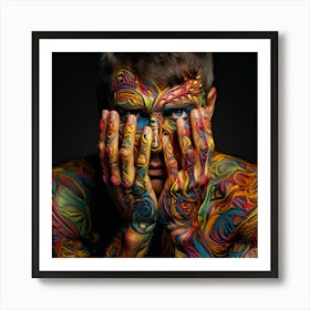 8Man With Colorful Body Paint 8 Art Print