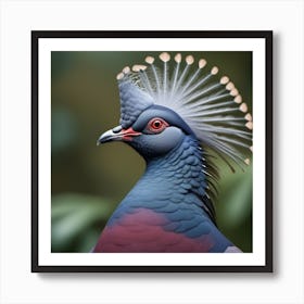 National Geographic Realistic Illustration Victoria Crowned Pigeon Goura Victoria Close Up 2 Art Print