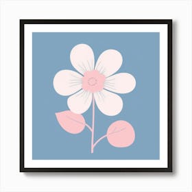 A White And Pink Flower In Minimalist Style Square Composition 28 Art Print