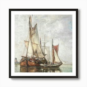 Two Ships In The Harbour Art Print