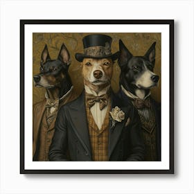 Three Dogs In Tuxedos Art Print