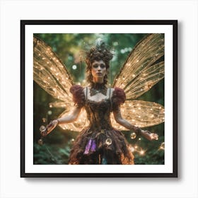 Steampunk Forrest Mistress of the Crystal Light Orbs Art Print