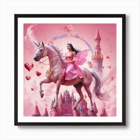 Princess On A Unicorn 1 Art Print