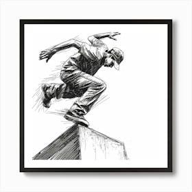 A Parkour Movement Hand Drawn Sketch Illustration 2 Art Print