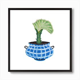 Coral Cactus Square Art Print