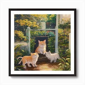 Cats In The Garden 1 Art Print