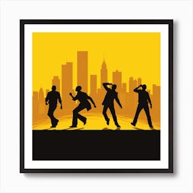 Silhouettes Of People Dancing Art Print