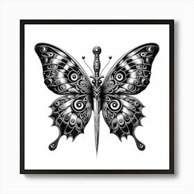 Black And White Butterfly Art 2 Art Print