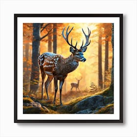 Deer In The Forest 124 Art Print