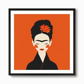Frida Kahlo Japan in Orange Art Print