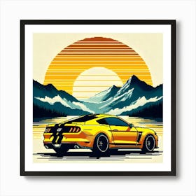 Ford Mustang Pixel Art Art Print