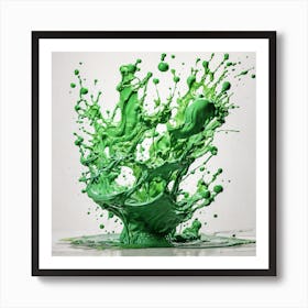 Splash Of Green Paint Art Print