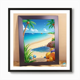 Default On The Beach 3 D Mosaic Painting Wall Art 3 Art Print