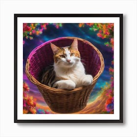 Cat in a Flower Garden Art Print