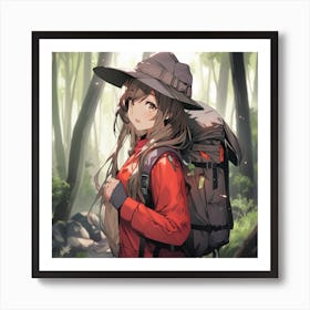 Anime Girl In The Woods 1 Art Print