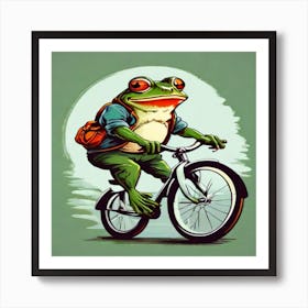 Frog Riding A Bike Art Print