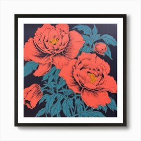 Peony 3 Pop Art Illustration Square Art Print