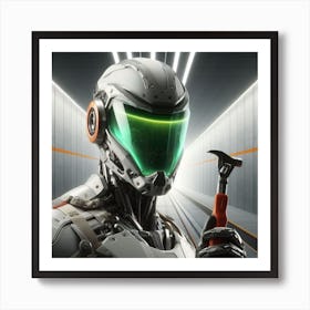 Robot Holding A Hammer Art Print