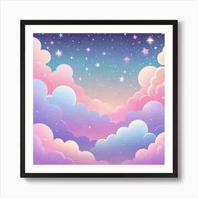 Sky With Twinkling Stars In Pastel Colors Square Composition 28 Art Print