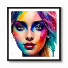 Colorful Girl With Makeup Art Print