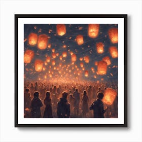 Lanterns In The Sky 1 Art Print