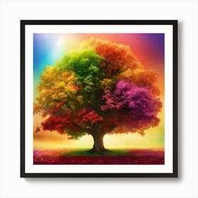 A Colorful Rainbow Tree Art Print