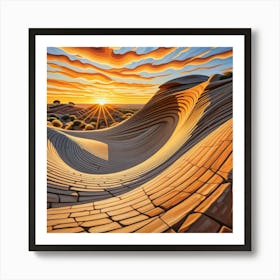 Wave Rock Australia Cubism Art Art Print