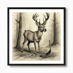 Deer In The Woods 124 Art Print