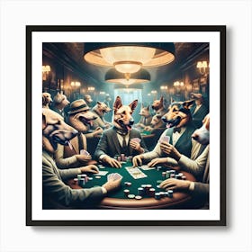 Canine Capers at the Card Club 1 Art Print