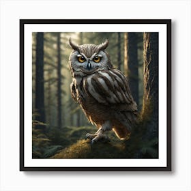 Owl In The Forest 127 Art Print