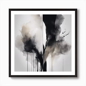 Abstract Minimalist Painting That Represents Duality, Mix Between Watercolor And Oil Paint, In Shade (29) Art Print