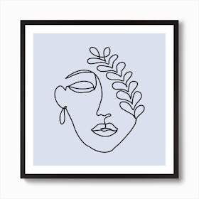 Single Line Drawing Of A Woman'S Face Art Print