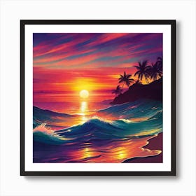 Sunset At The Beach 271 Art Print