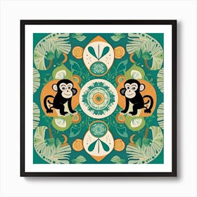 Monkeys In The Jungle 1 Art Print