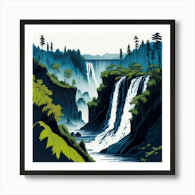 Colored Falls Ink Painting (141) Art Print